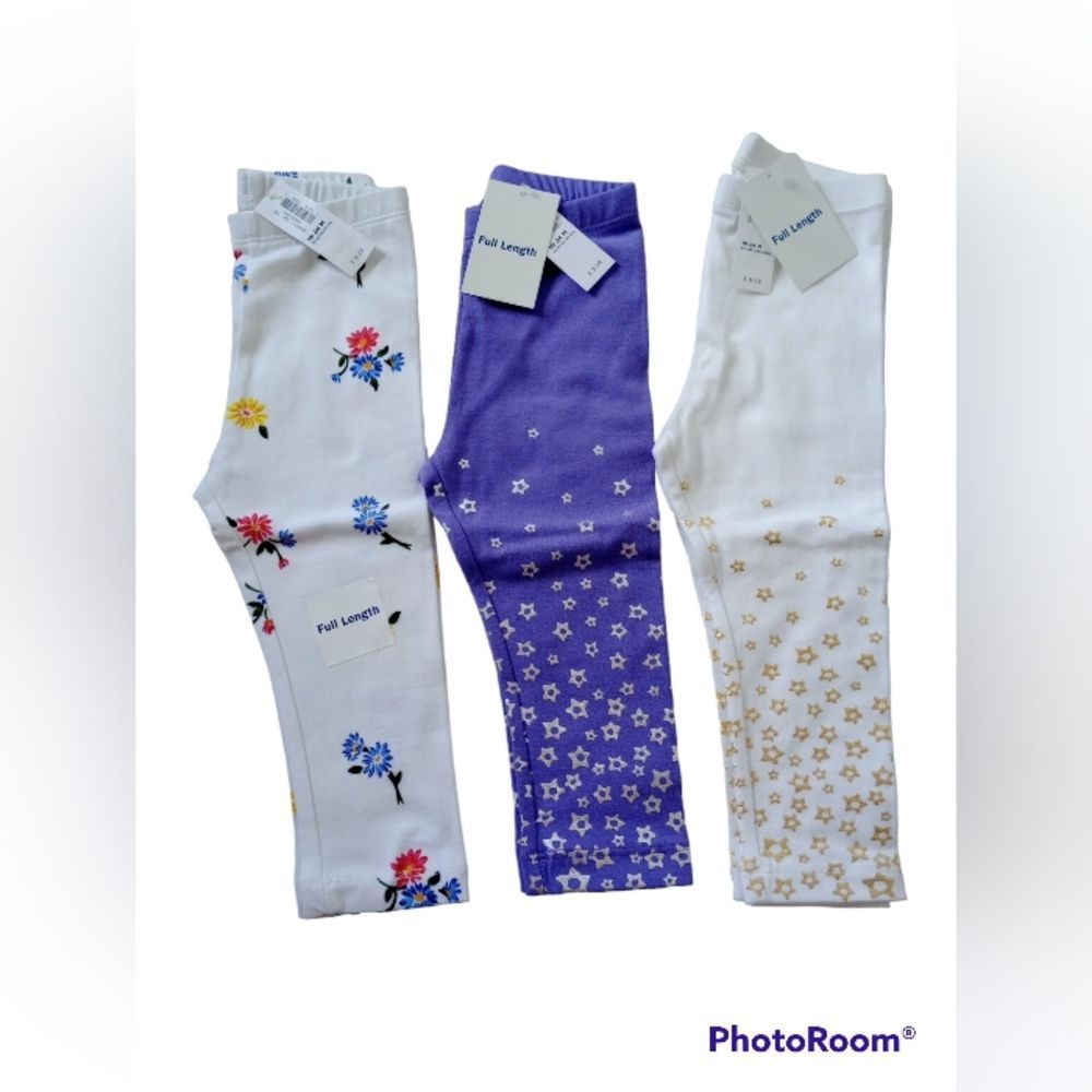 NWT Old Navy Toddler Girl Full Length Leggings Floral and Star Print